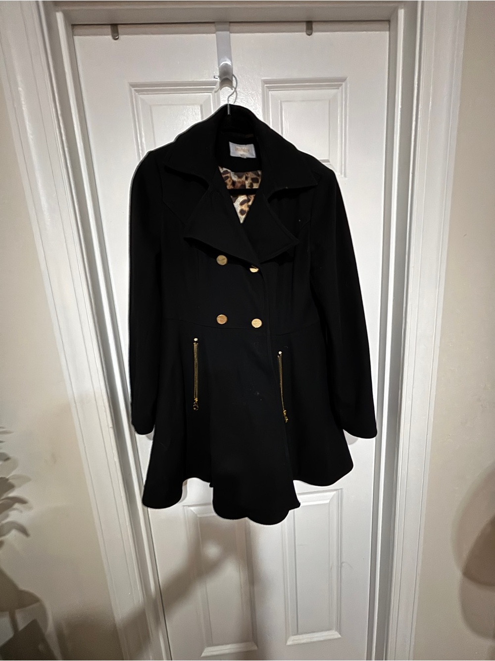 Laundry By Shelli Segal Black Pea Coat with Gold Hardware